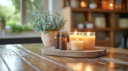 Relaxing ambiance on a wooden table