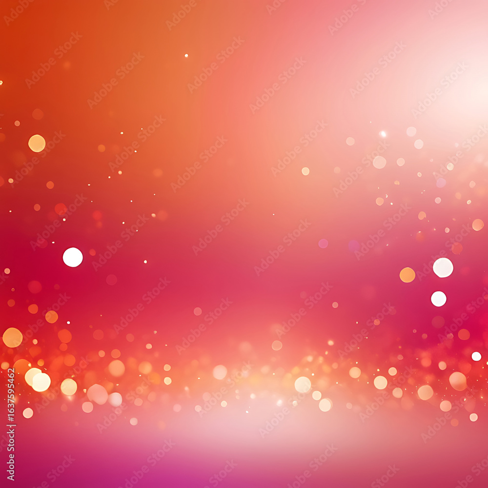 Poster abstract romantic background with pink gradient and glowing hexagon bokeh. ai