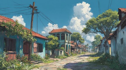 Quaint village street scene