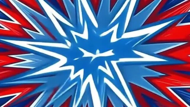 pop art background, pop art animation, zigzag explosion, seamless vector animation, patriotic colors, red white blue background, abstract pop art motion, pop art burst, comic style animation, vector 