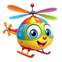 Colorful Rainbow Cartoon Helicopter Mascot with Big Eyes