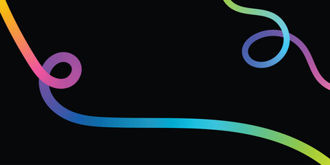 Abstract Rainbow Gradient Curves on Black Background