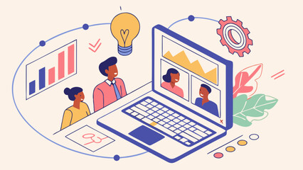 Online Team Meeting Collaboration Innovation and Growth.