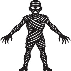 Fototapeta premium Detailed ancient mummy silhouette in a dark and spooky style - minimalist mummy vector icon illustration