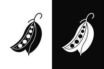 Minimalist Snow Pea Pods. Clean Vector Silhouette for Vegetable Logo Design