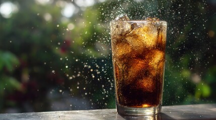 Refreshing soda drink splash