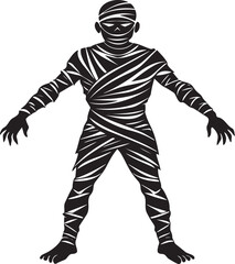  Detailed  ancient mummy silhouette in a dark and spooky style - minimalist mummy vector icon illustration