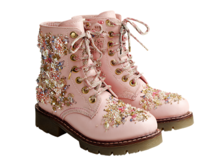 Pink Embellished Boots