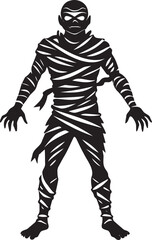  Detailed  ancient mummy silhouette in a dark and spooky style - minimalist mummy vector icon illustration