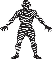  Detailed  ancient mummy silhouette in a dark and spooky style - minimalist mummy vector icon illustration
