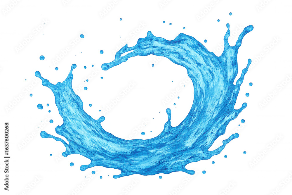 Poster dynamic circular water splash creating a refreshing and energetic visual with transparent background