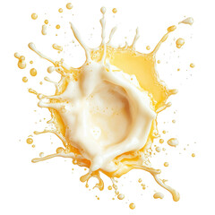 Creamy Milk Splash with Yellow Tone, Capturing Dynamic Motion and Freshness in a Studio Setting on transparent background
