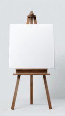 Easel with Blank Canvas: A wooden easel stands proudly, supporting a blank, pristine canvas, beckoning the artist's touch to create a masterpiece, a symbol of creativity and potential.