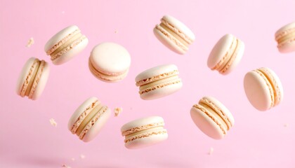 Obraz premium Pastel macarons in mid-air