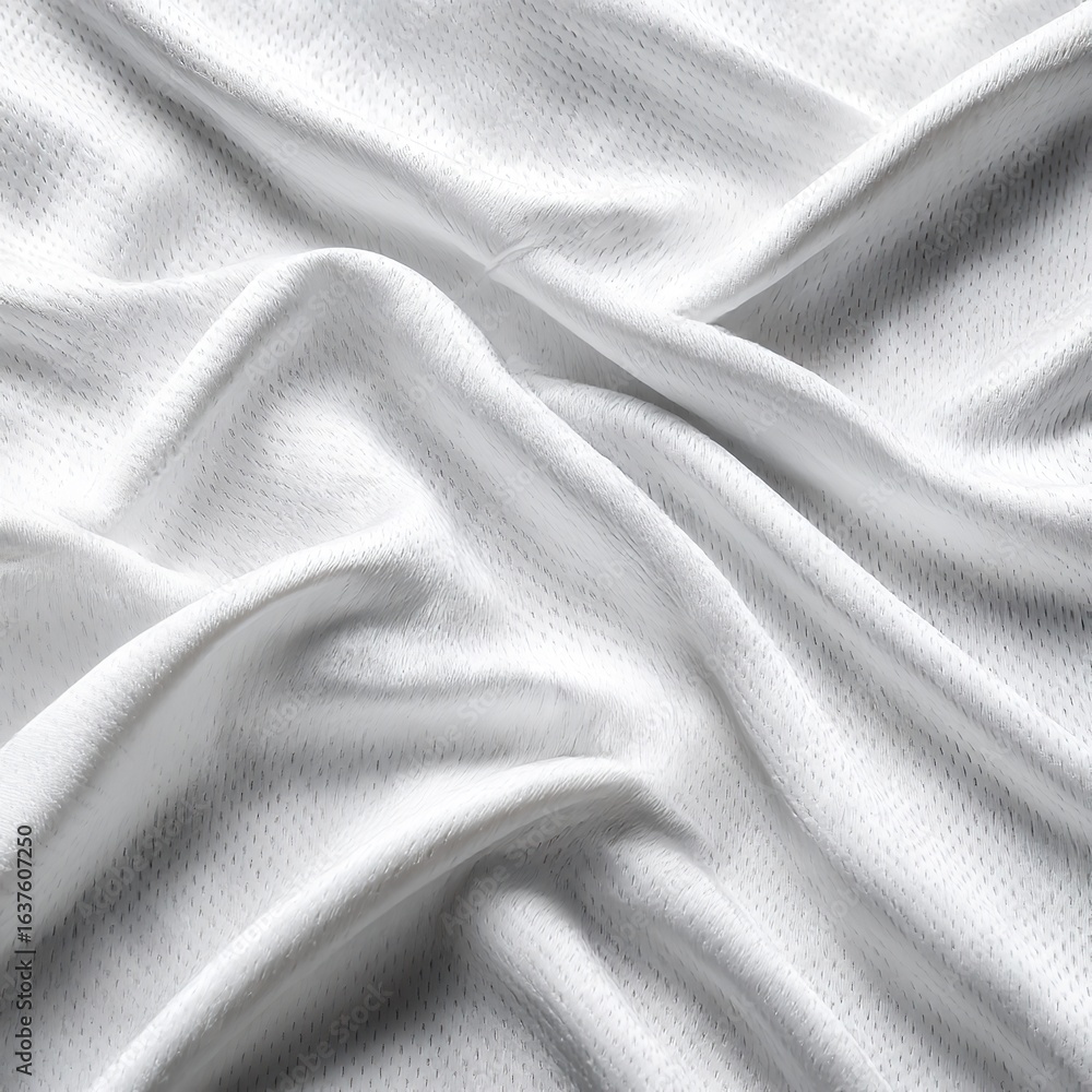 Poster close up shot of white fabric with folds and wrinkles creating a soft and textured background effect