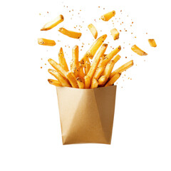 Crispy French Fries in a Paper Cone, Perfectly Golden and Deliciously Irresistible on transparent background