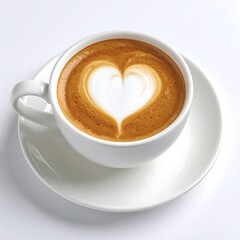 Latte art heart in white mug