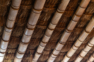 ceiling composed of bamboo and straw at the cafeteria