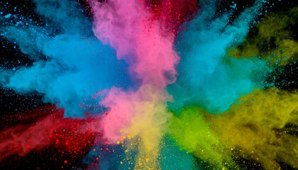 Vibrant Holi Powder Explosion on Black Background