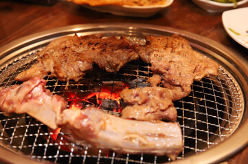 Korean barbecue. marinated beef rib bbq