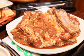 Korean barbecue. marinated beef rib bbq