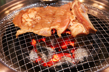 Korean barbecue. marinated beef rib bbq