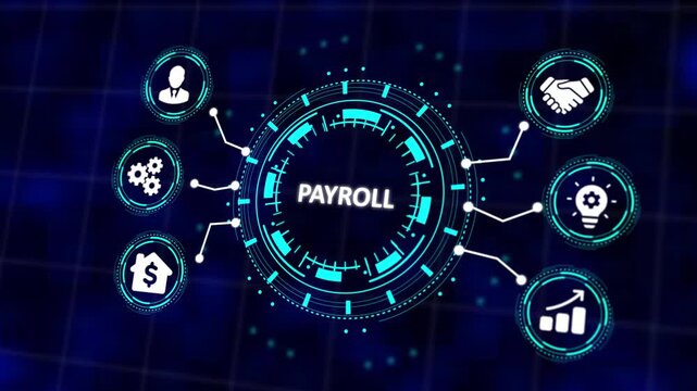 Payroll Management &ndash; Virtual Technology and Financial Icon Concept. Modern Payroll Systems . Digital Financial Technology Concept