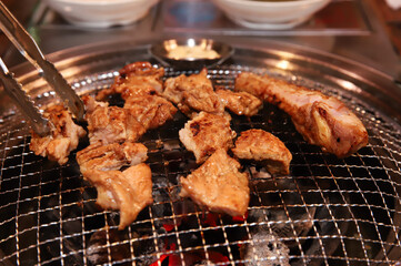 Korean barbecue. marinated beef rib bbq