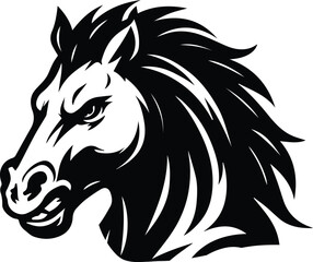 Bronco Middle High School Sports Team Mascot - Furious Horse head silhouette