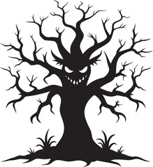  Halloween tree silhouette  vector icon, Spooky trees silhouette, Halloween tree   vector illustration.