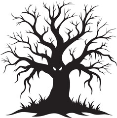  Halloween tree silhouette  vector icon, Spooky trees silhouette, Halloween tree   vector illustration.
