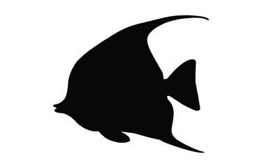 Bannerfish silhouette vector, Butterflyfish marine life silhouette vector illustration