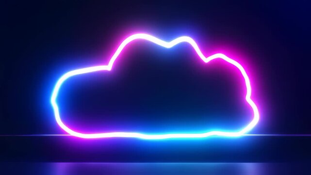 Neon Cloud Shape on Dark Background