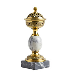 Elegant Gold and Marble Incense Burner: Luxury Home Decor