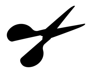 Simple and sleek black scissors silhouette cutting through the white space