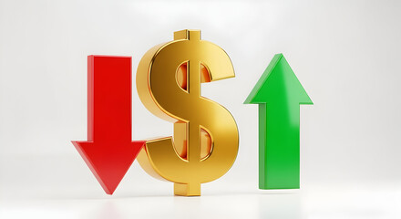 Fototapeta premium “Financial Market Volatility: Upward and Downward Trends with Dollar Symbol”