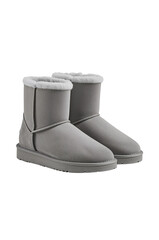 Cozy Comfort: Grey UGG Boots on Black Background Representing Winter Fashion