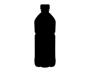Silhouette of plastic bottle, representing beverage container, packaging design element