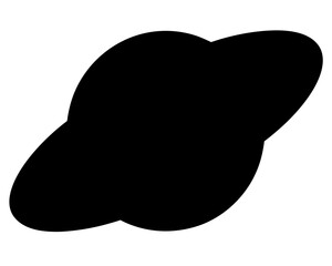 Black silhouette of an abstract asteroid or planet on a white background