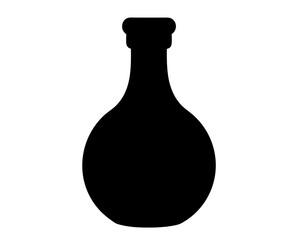 Silhouette of a vintage potion bottle with curved body and narrow neck