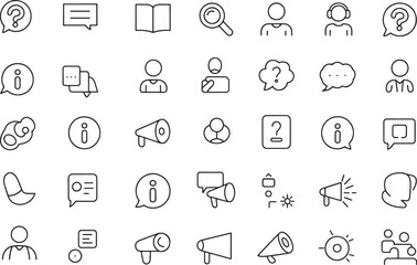 Set of Communication and Information Icons for Support and Customer Service