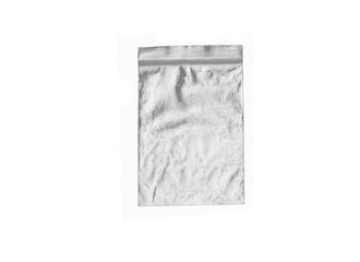 plastic transparent cellophane bag on white background. The texture looks blank and shiny. The plastic surface is wrinkly and tattered making abstract pattern. . textura de plástico. bolsas plastico. 