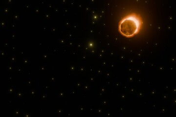 赤く燃えさかりながら落下する隕石	