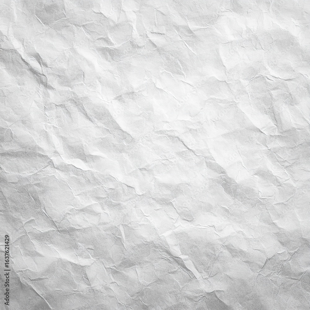 Poster a close up view of a piece of crumpled white paper showing the texture and shadows across the surfac