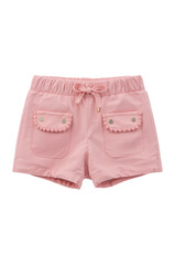 Charming Pink Shorts with Decorative Pockets for Childrens Wear Fashion Apparel