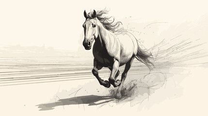 Dynamic sketch of a running horse, capturing the power and grace of the animal, perfect for elegant branding and design projects
