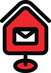 a red mailbox with a letter inside