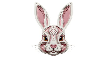 Obraz premium Charming layered paper cut rabbit face with delicate pink accents and expressive brown eyes, perfect for spring and Easter promotions