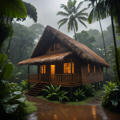 tropical resort with palm trees