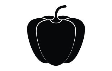 Bell pepper silhouette vector, Bell pepper vegetable vector illustration on white background